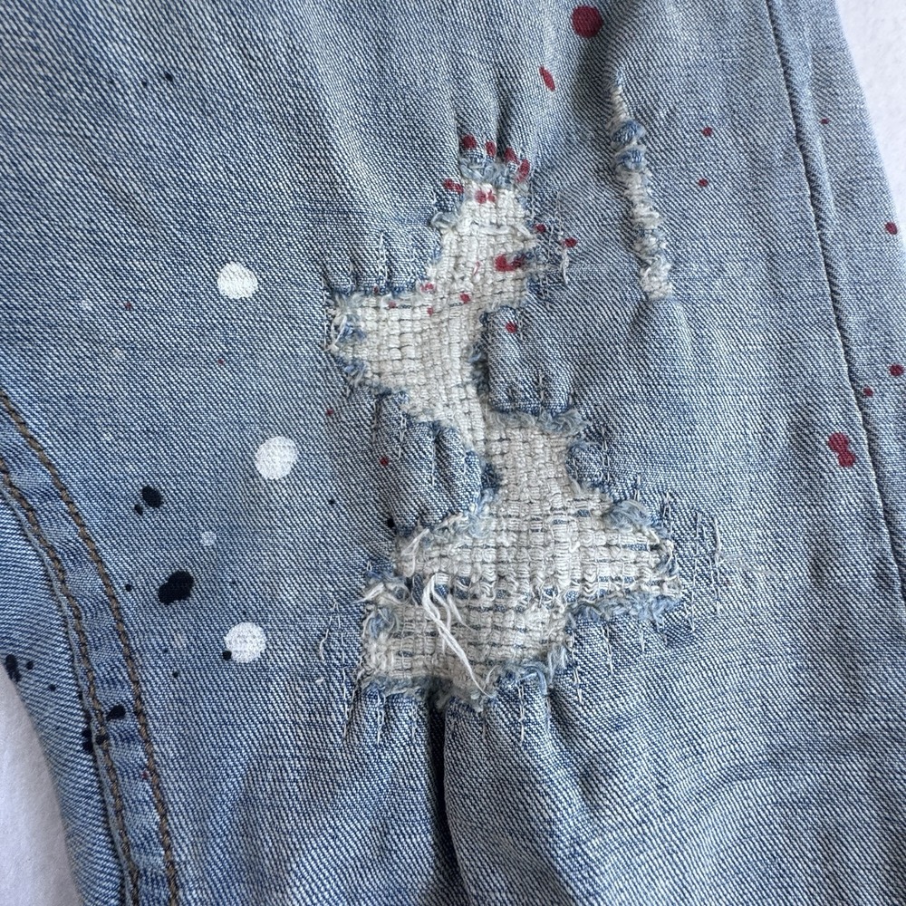 Smugglers Moon Jeans Speak Easy & Tred Carefully Mens 32x32 Paint Distressed - Picture 7 of 10